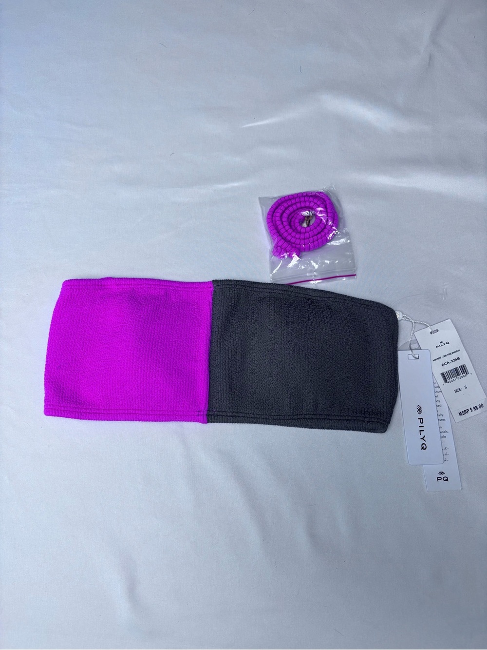 Pilyq Two-Tone Bandeau Headband - Magenta & Gray